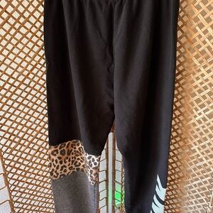 PINK Victoria's Secret Black and Brown Sweatpants with Animal Print